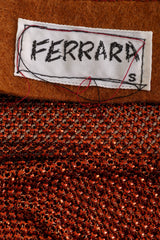 Vintage Ferrara Copper Mesh Halter Top label @ Recess LA