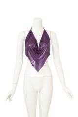 Vintage Ferrara Purple Mesh Halter Top on mannequin @ Recess LA
