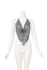 Vintage Ferrara Silver Mesh Halter Top on mannequin @ Recess LA