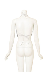 Vintage Ferrara Silver Mesh Halter Top on mannequin back @ Recess LA