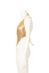 Vintage Ferrara Gold Mesh Halter Top on mannequin side @ Recess LA