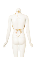 Vintage Ferrara Gold Mesh Halter Top on mannequin back @ Recess LA