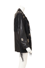 Vintage Arturo Concho Fringe Leather Jacket on mannequin side @ Recess LA