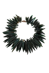 Green Resin Leaf Spike Collar by Monies @ Recess LA