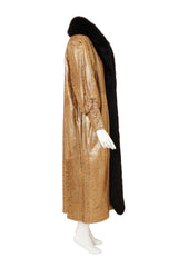 Vintage Giorgio Di Sant'Angelo Metallic Leather Animal Maxi Coat on mannequin side @ Recess LA