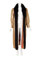 Vintage Giorgio Di Sant'Angelo Metallic Leather Animal Maxi Coat on mannequin open @ Recess LA