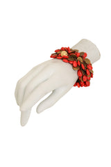 Coral Coin Leaf Clasp Bracelet on mannequin @ Recess LA