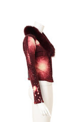 Vintage Roberto Cavalli Cosmic Fur Collar Cardigan side @ Recess LA