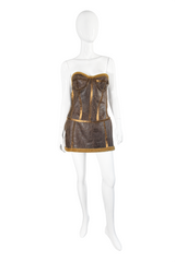 Roberto Cavalli 2003 F/W Shearling Leather Mini Dress front on mannequin @recess la