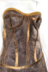 Roberto Cavalli 2003 F/W Shearling Leather Mini Dress front detail @recess la