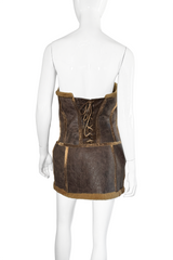 Roberto Cavalli 2003 F/W Shearling Leather Mini Dress back on mannequin @recess la