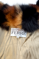 Vintage Gianfranco Ferre Striped Fox Fur Trim Coat label @recess la
