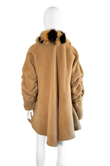 Vintage Gianfranco Ferre Striped Fox Fur Trim Coat back on mannequin @recess la