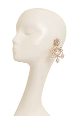 Crystal Teardrop Chandelier Earrings by Moans on mannequin @ Recess LA