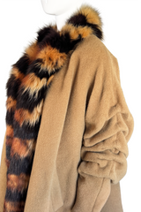 Vintage Gianfranco Ferre Striped Fox Fur Trim Coat side detail on mannequin @recess la