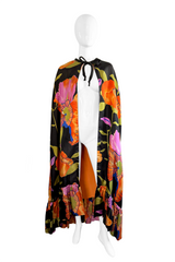 Vintage Silk Floral Cape front on mannequin @recess la