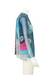 Hanae Mori Abstract Sheer Silk Long Sleeve Top side @ Recess LA