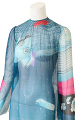 Hanae Mori Abstract Sheer Silk Long Sleeve Top close up @ Recess LA