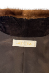 Valentino Mink Trim Suede Jacket label @recess la