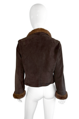 Valentino Mink Trim Suede Jacket back on mannequin @recess la