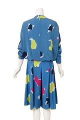 Vintage Chloe Abstract Geometric Culottes & Blouse Set on mannequin back @ Recess LA