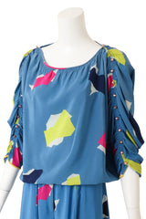 Vintage Chloe Abstract Geometric Culottes & Blouse Set on mannequin close @ Recess LA
