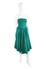 Vintage Thierry Mugler Strapless Lace-Up Circle Dress front on mannequin @recess la