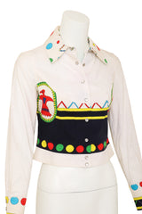 Vintage Oleg Cassini Thunderbird Dot Jacket Top on mannequin close @ Recess LA