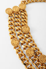 Chunky gold triple-strand draped logo chain belt by St. John medallions @ Recess LA