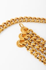Chunky gold triple-strand draped logo chain belt by St. John closure hook @ Recess LA
