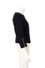 Louis Vuitton Wool Leather Trim Side Zip Jacket on mannequin side @ Recess LA