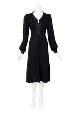 Vintage Ossie Clark Jacquard Collar Crepe Midi Dress on mannequin @ Recess LA