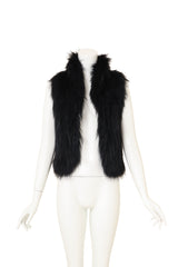 Vintage Yves Salomon Raccoon Fur Vest on mannequin open @ Recess LA