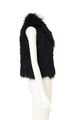 Vintage Yves Salomon Raccoon Fur Vest on mannequin side @ Recess LA