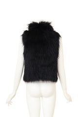 Vintage Yves Salomon Raccoon Fur Vest on mannequin back @ Recess LA