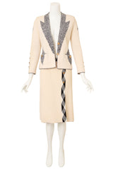 Vintage Adolfo Contrast Bouclé Jacket & Skirt Set on mannequin @ Recess LA
