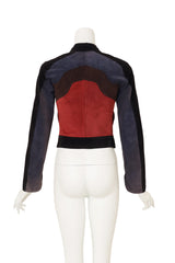 Colorblock Suede Moto Jacket by Yves Saint Laurent on mannequin back @ Recess LA