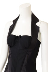Vintage Christian Dior Silk Wool Halter Corset Top on mannequin close @ Recess LA
