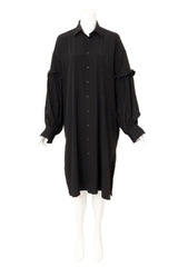 Yohji Yamamoto Layered Ruffle Sleeve Shirt Dress on mannequin @ Recess LA