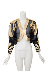 Leather Appliqué Cropped Jacket by Mandana on mannequin @ Recess LA