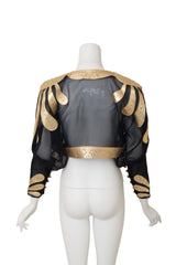 Leather Appliqué Cropped Jacket by Mandana on mannequin back @ Recess LA