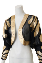 Leather Appliqué Cropped Jacket by Mandana on mannequin close @ Recess LA