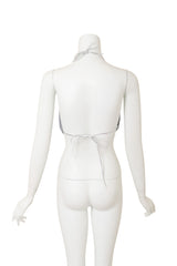 Vintage Ferrara Pewter Mesh Halter Top on mannequin back @ Recess LA