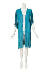 Long Fringed Vest Jacket by Blanco on mannequin @ Recess LA