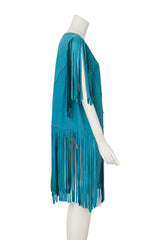 Long Fringed Vest Jacket by Blanco on mannequin side @ Recess LA