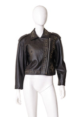 studded leather motorcycle jacket by Begedor on mannequin @ Recess LA