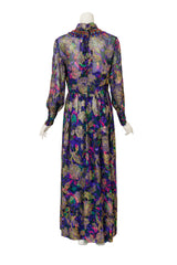 Floral Lamé Hostess Dress on mannequin back @ Recess LA