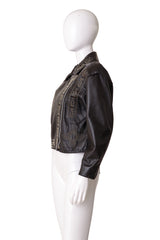 studded leather motorcycle jacket by Begedor on mannequin side @ Recess LA