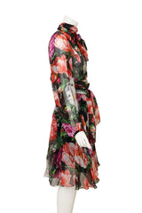 Dolce & Gabbana Blouson Floral Silk Dress on mannequin side @ Recess LA