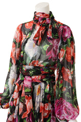 Dolce & Gabbana Blouson Floral Silk Dress on mannequin close @ Recess LA